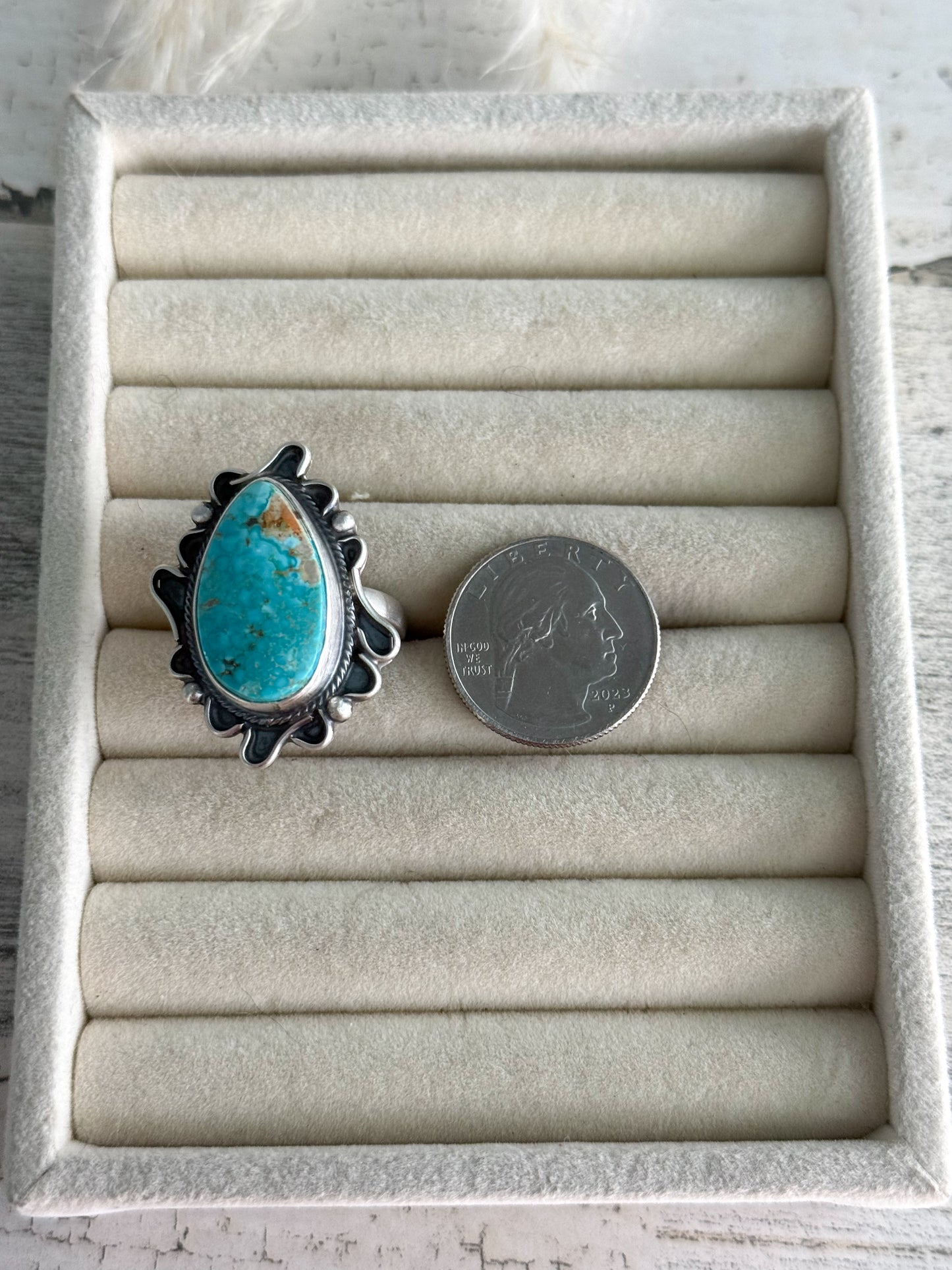 Native American Fox Turquoise Adjustable Ring