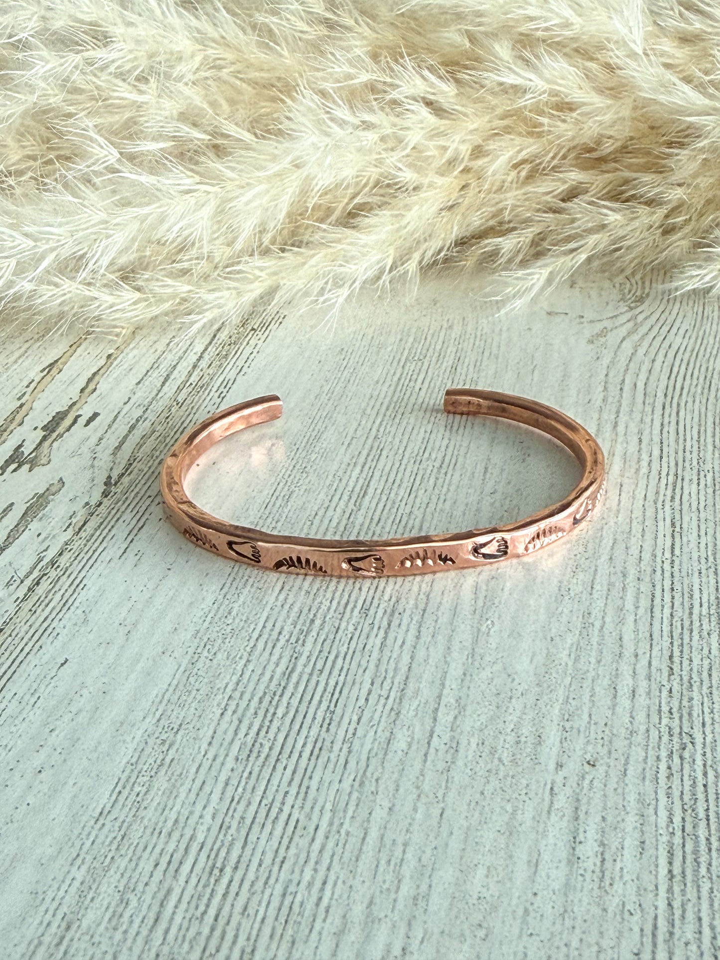 Native American Copper Stamped Cuff 6.75”