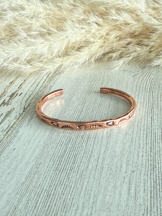 Native American Copper Stamped Cuff 6.75”