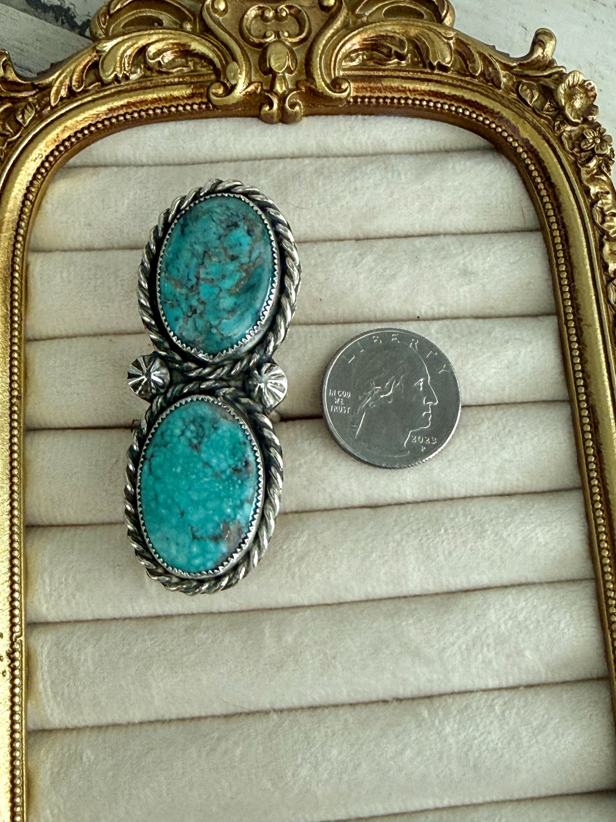 Native American 2 Sonoran Blue Stone Adjustable Ring