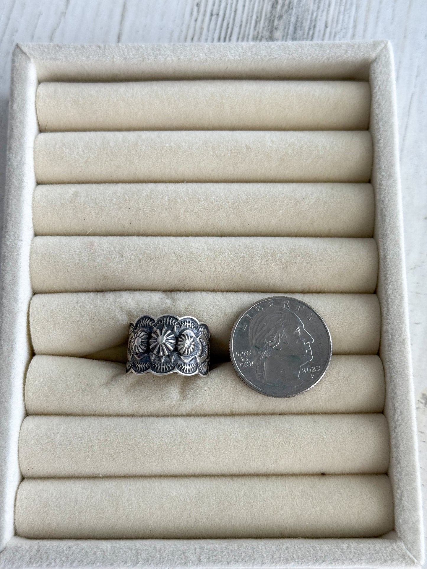 Native American Sterling Stamped Band Ring 7