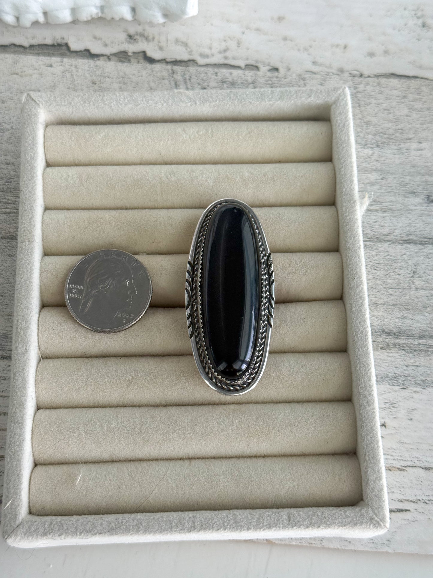 Native American Black Onyx Ring 9.5