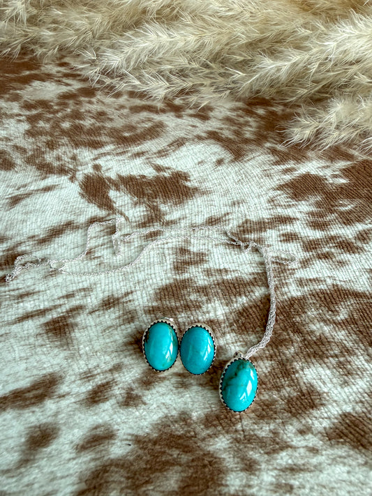 Native American Sonoran Gem Necklace & Earring Set 8