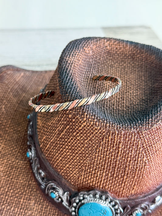 Native American Copper Nickel & Brass Bracelet 6-3/8"