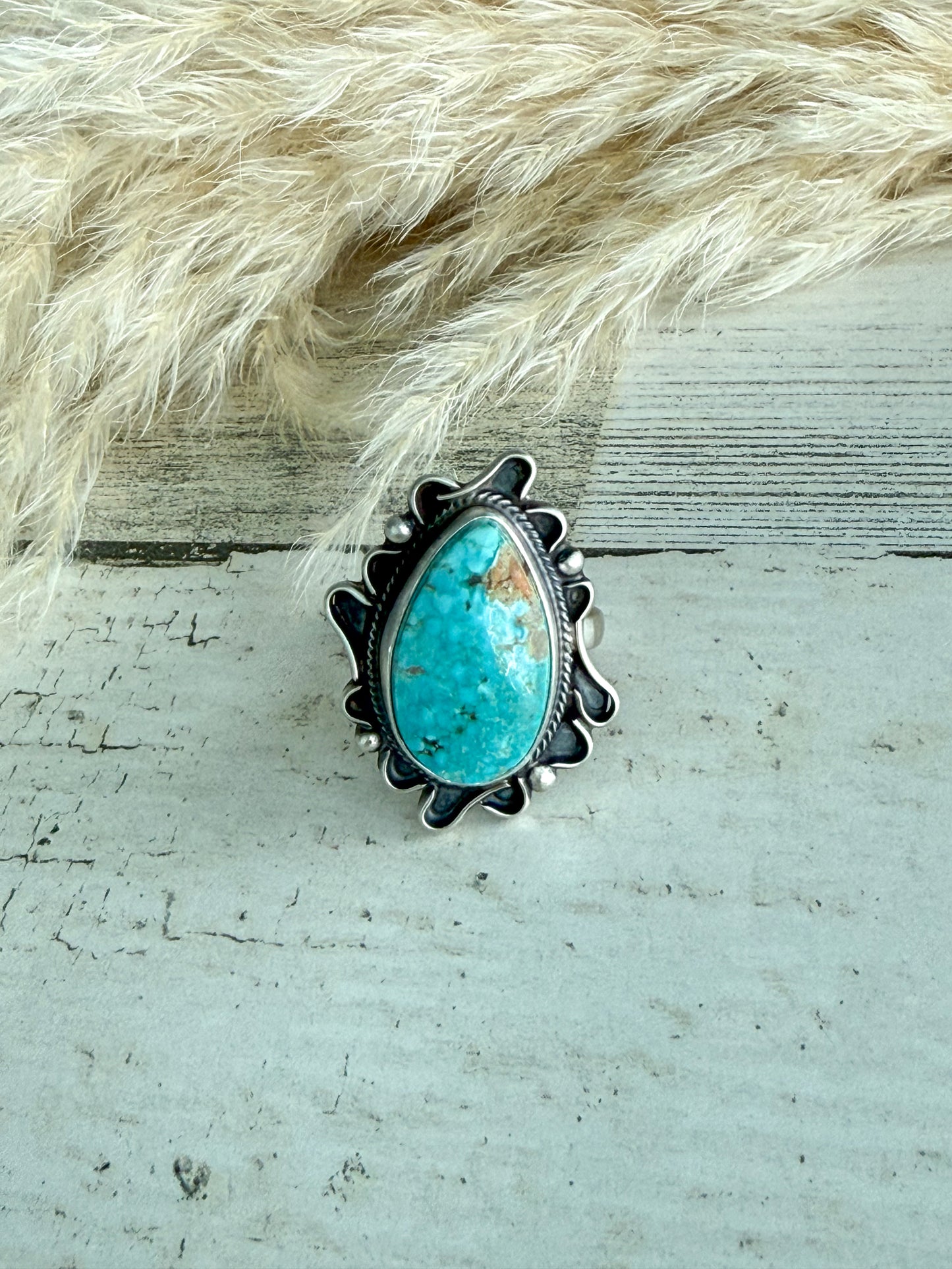 Native American Fox Turquoise Adjustable Ring