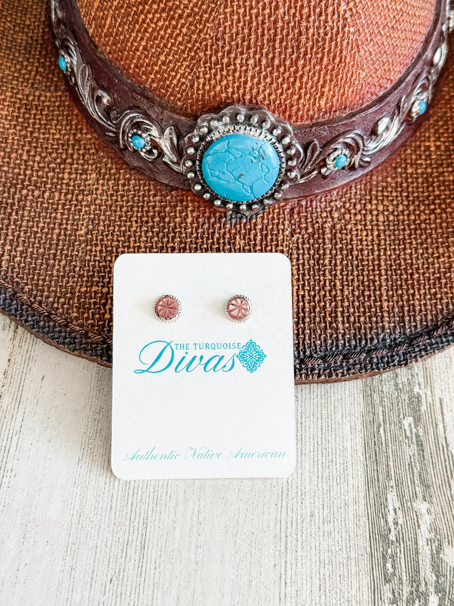 Native American Pink Conch Studs