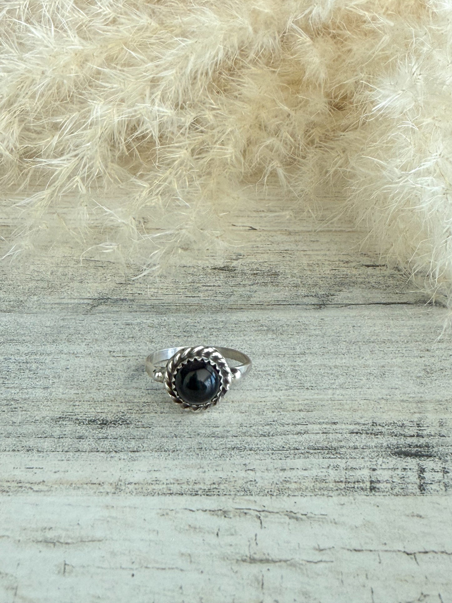 Native American Black Onyx Ring 7.5