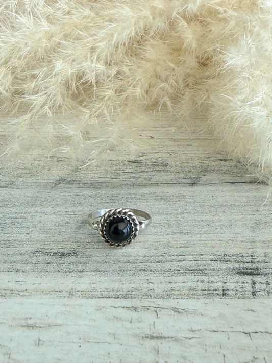 Native American Black Onyx Ring 7.5