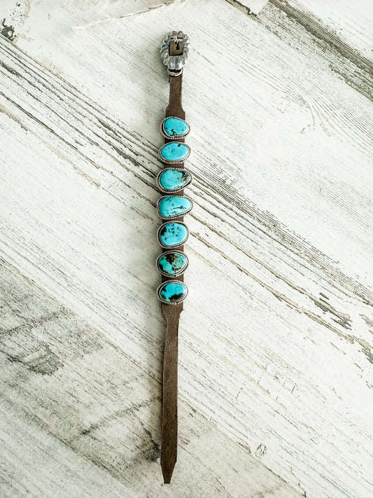 Native American Turquoise & Leather Bracelet