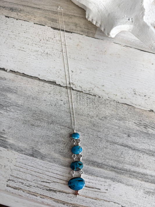 Native American 4 Turquoise Stone Star 18" Necklace