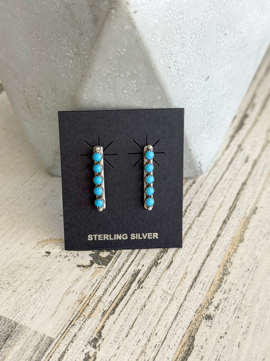 Native American Turquoise Dot Earrings