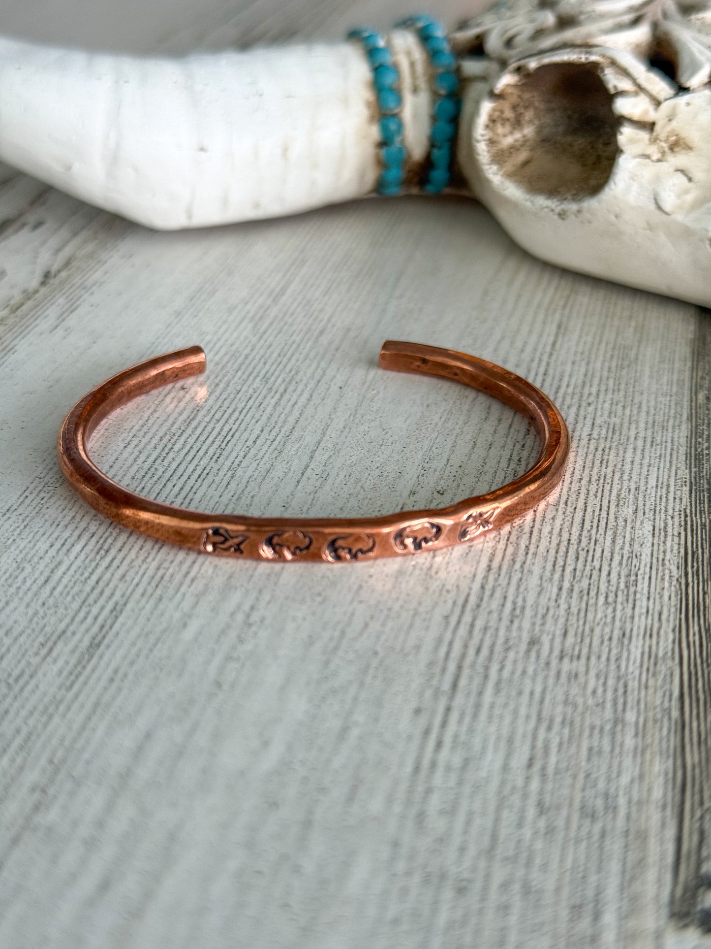 Native American Buffalo Copper Cuff 6.5"