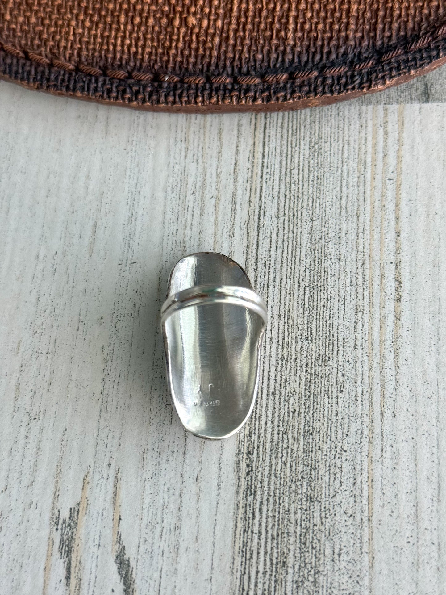 Native American Saddle Coral & Turquoise Buffalo Ring 8.5