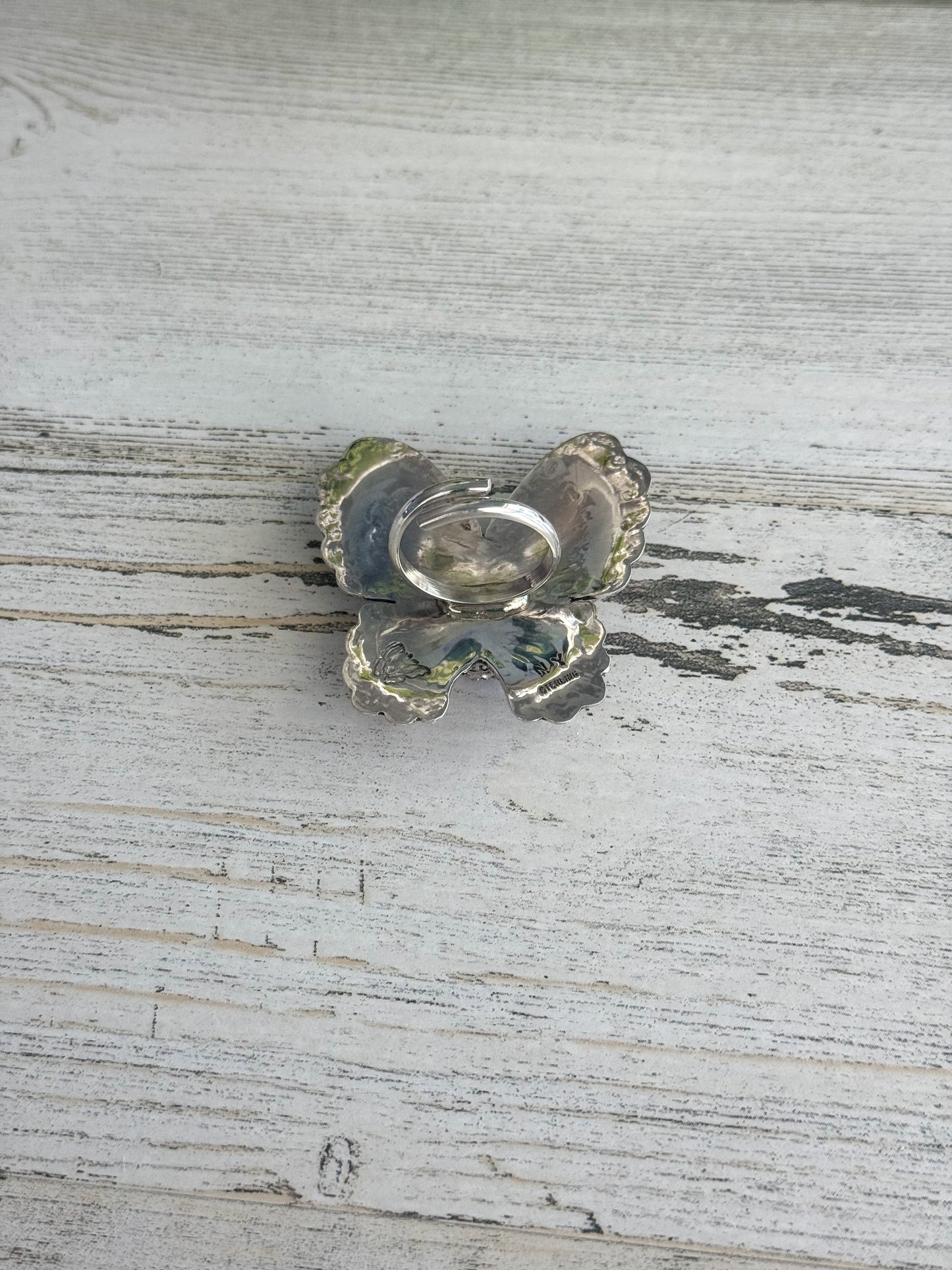 Native American Black Onyx Butterfly Adjustable Ring