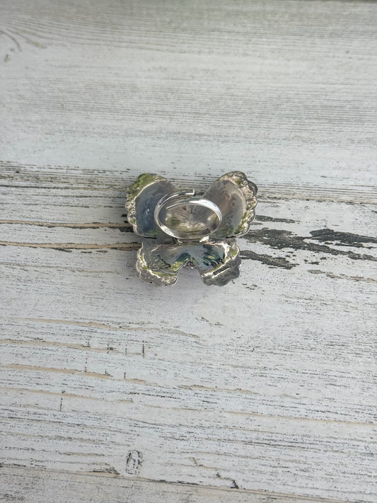 Native American Black Onyx Butterfly Adjustable Ring