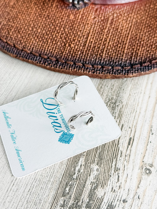 Native American Sterling Silver Hoop Earrrings