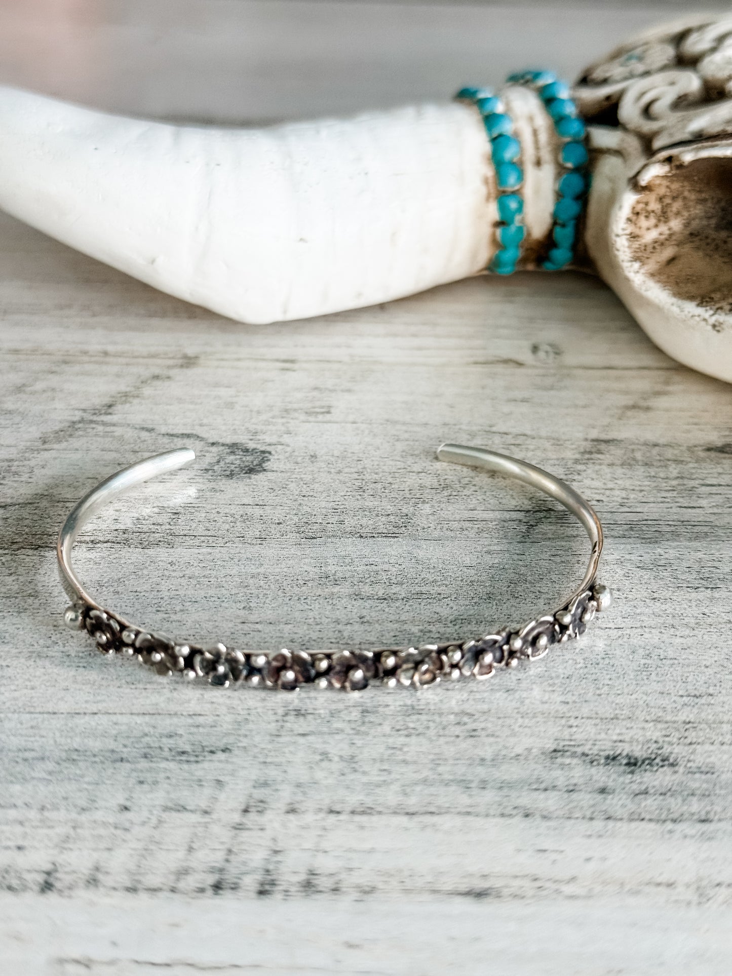 Native American Sterling Flower Bracelet