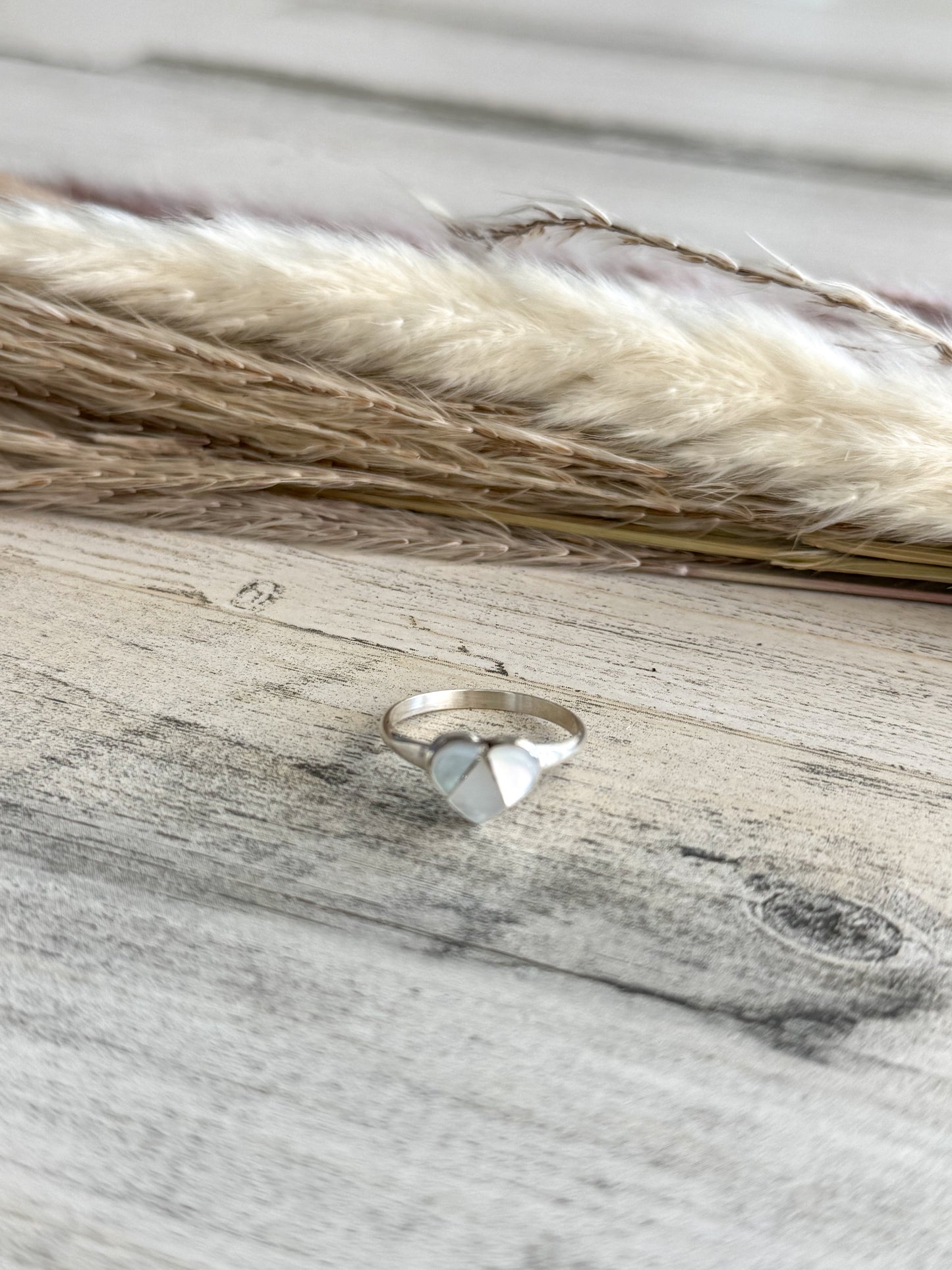 Native American Mother of Pearl Heart Ring