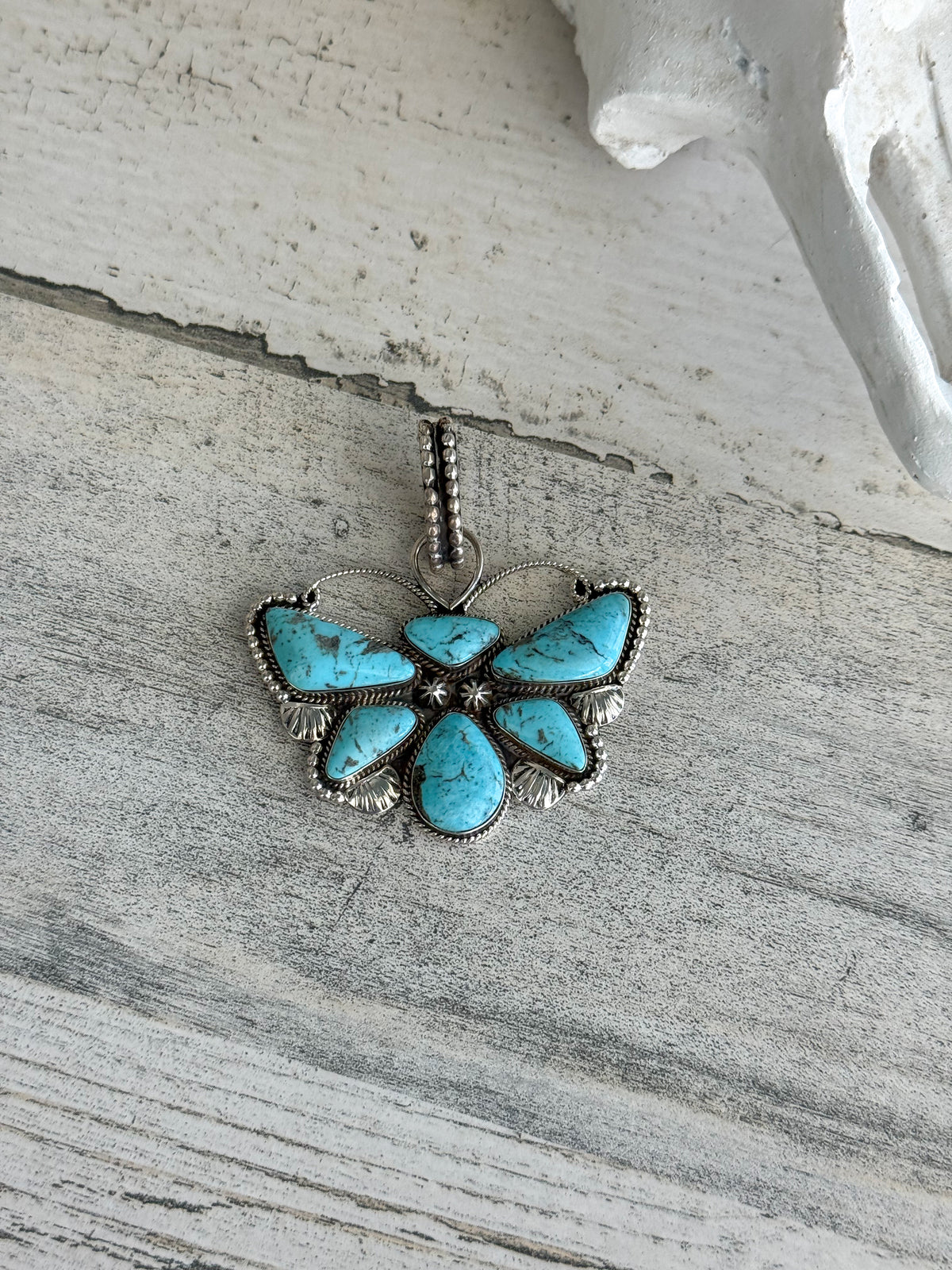 Native American Large Turquoise Butterfly Pendant