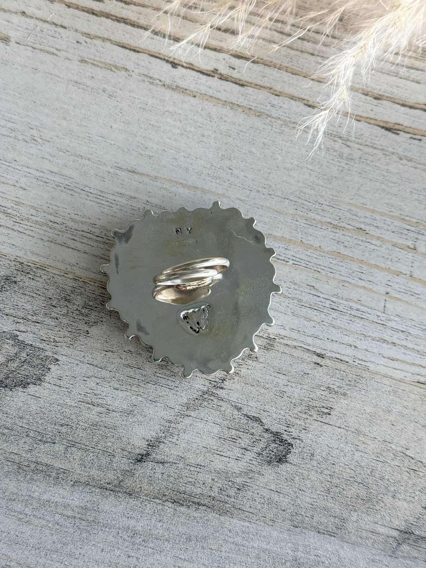 Native American Pink Conch Heart Adjustable Ring