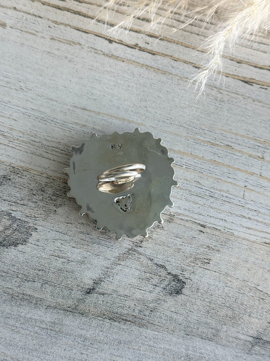 Native American Pink Conch Heart Adjustable Ring