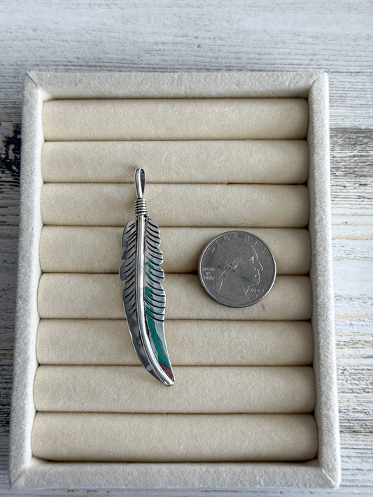Native Made Sterling Feather Pendant
