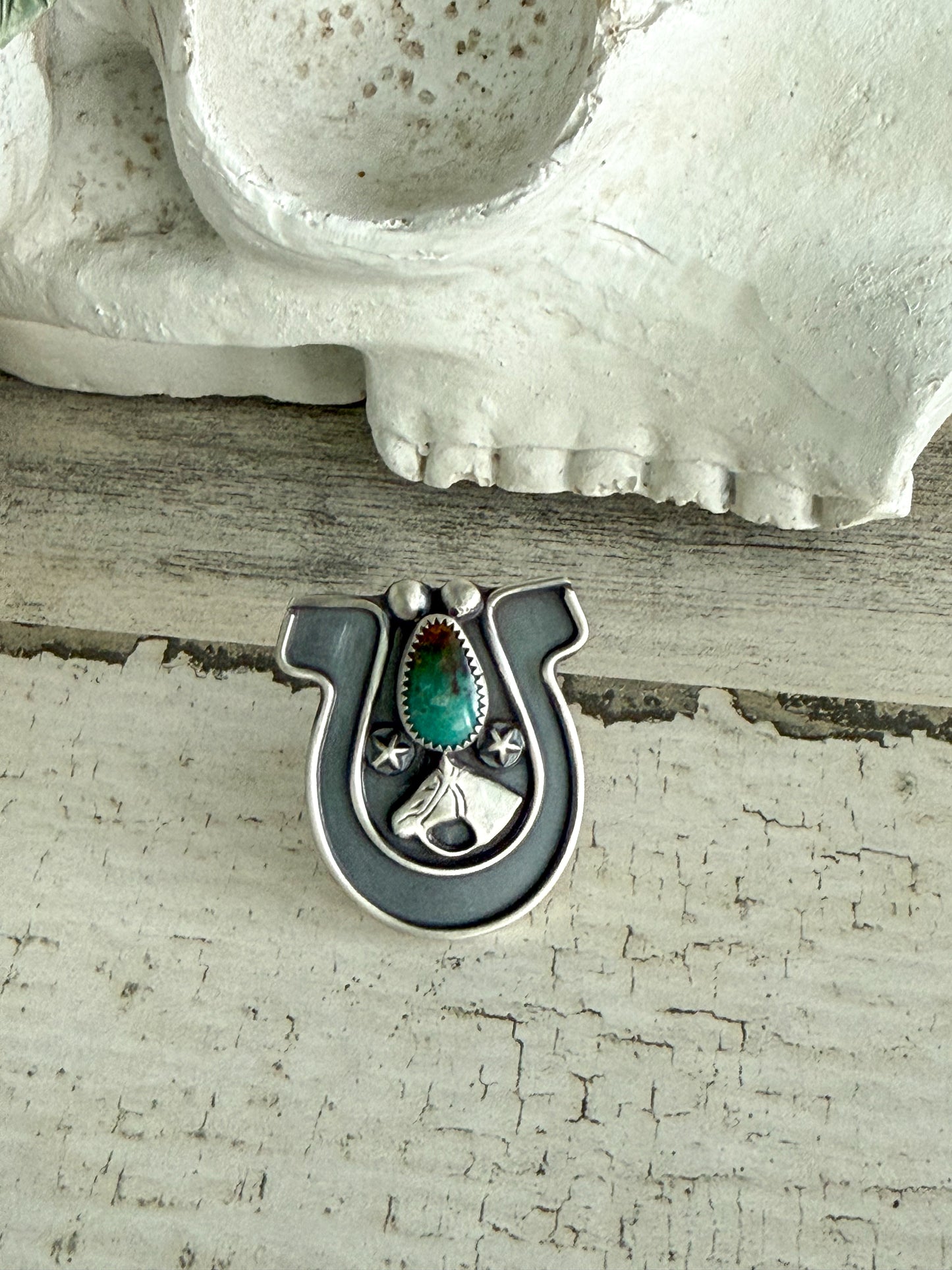 Native American Turquoise Horseshoe Ring 8