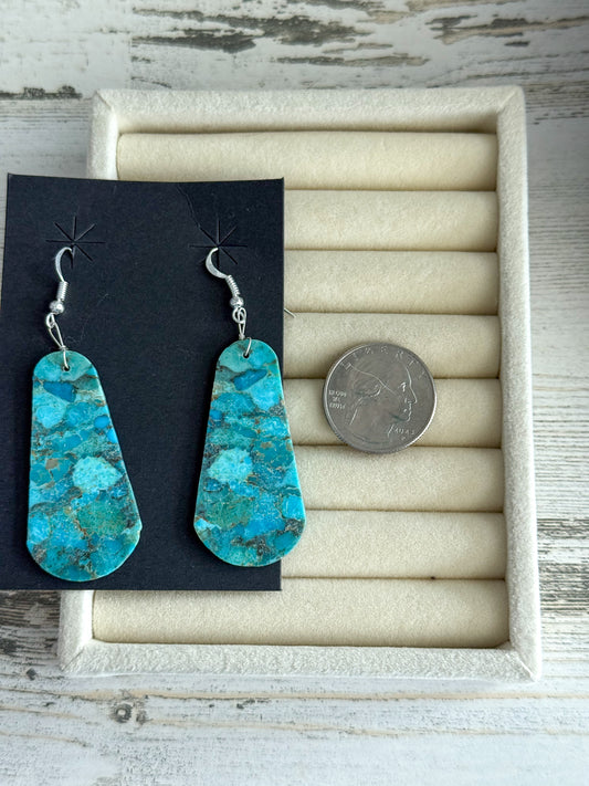 Native American Kingman Slab Dangle Earrings