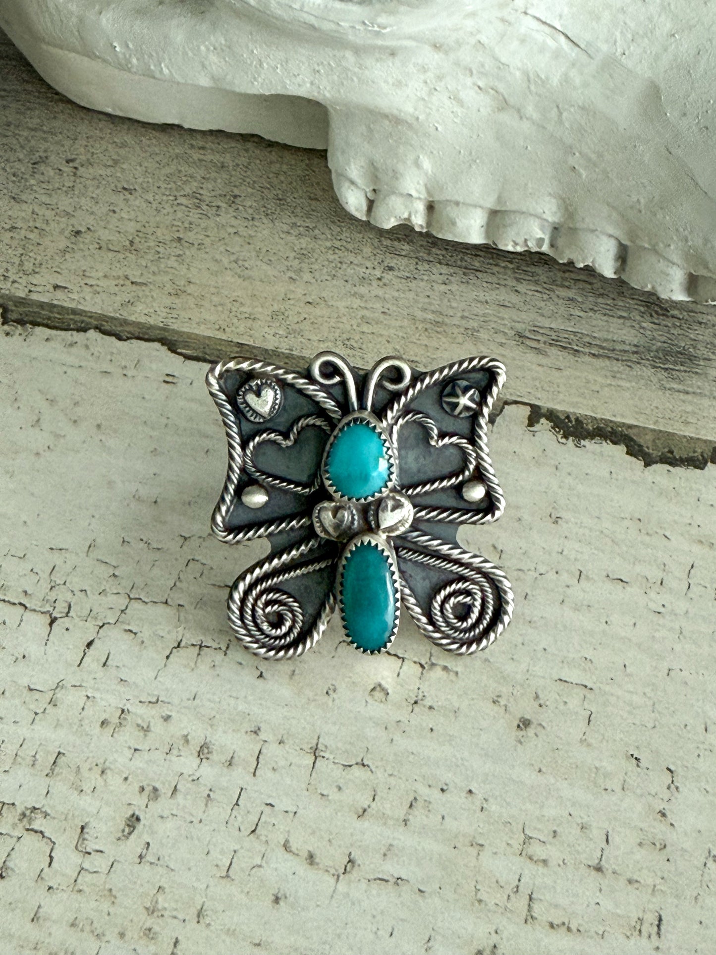 Native American Turquoise Butterfly Ring 8