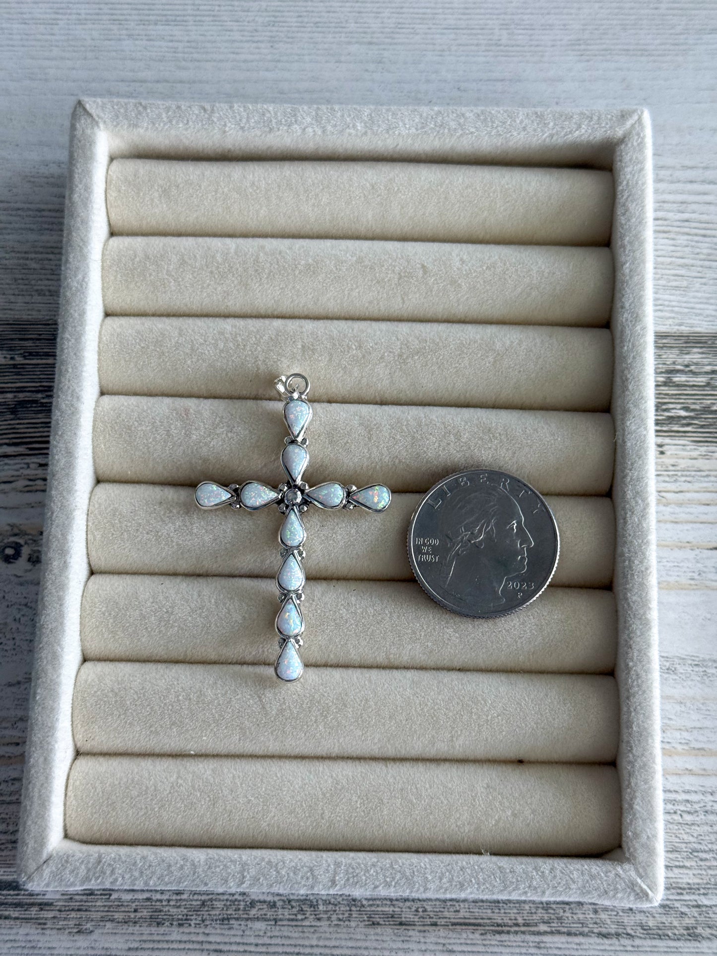 Native American White Opal Cross