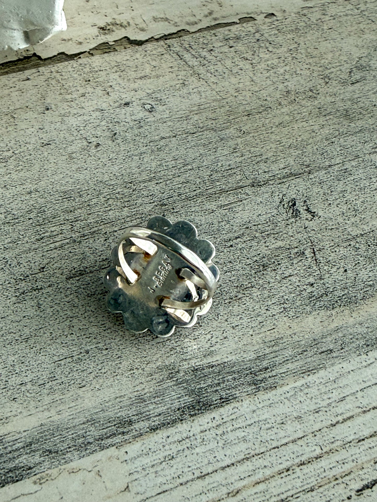 Native American Stamped Turquoise Ring 7