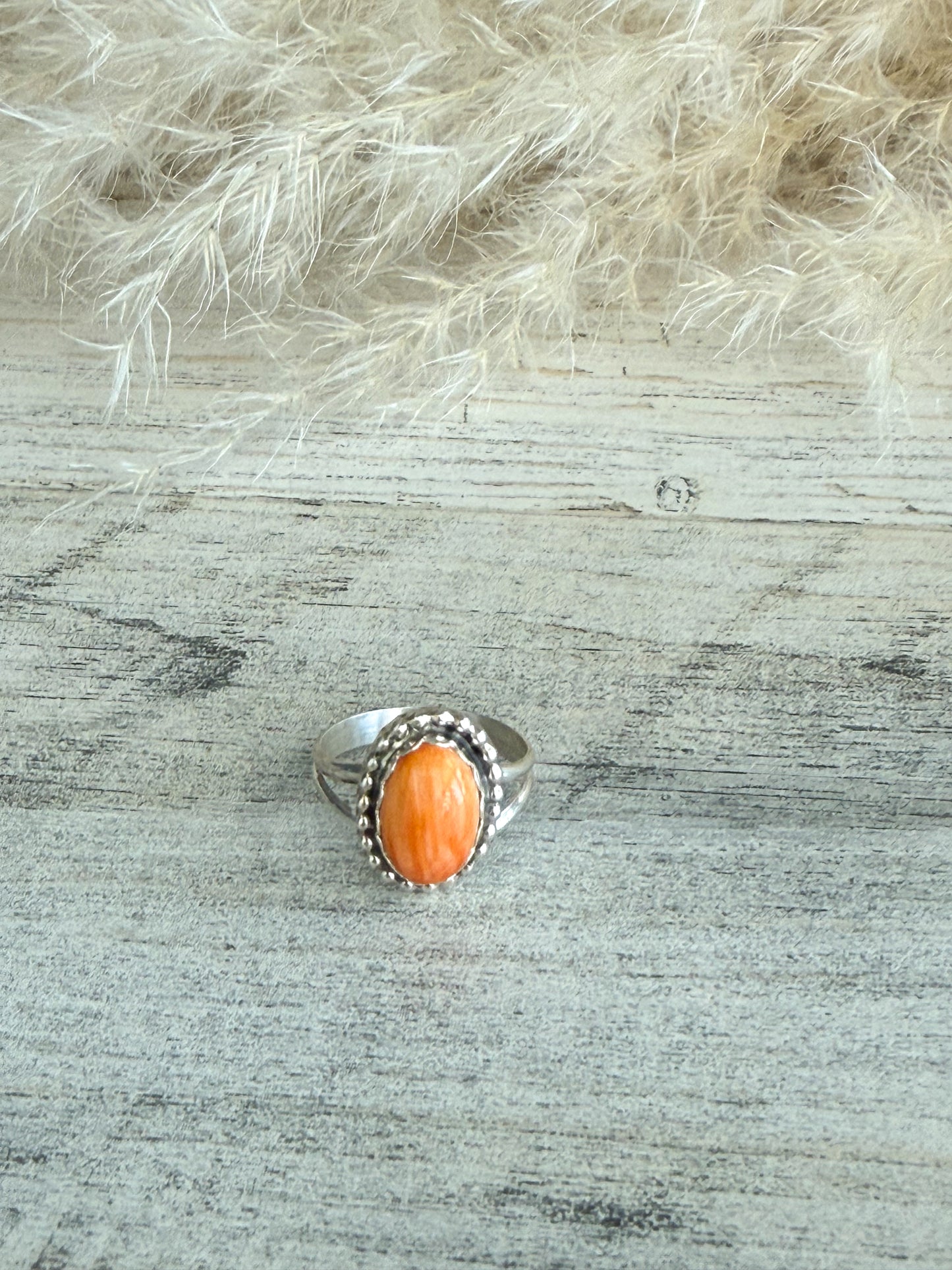 Native American Orange Spiny Ring 7