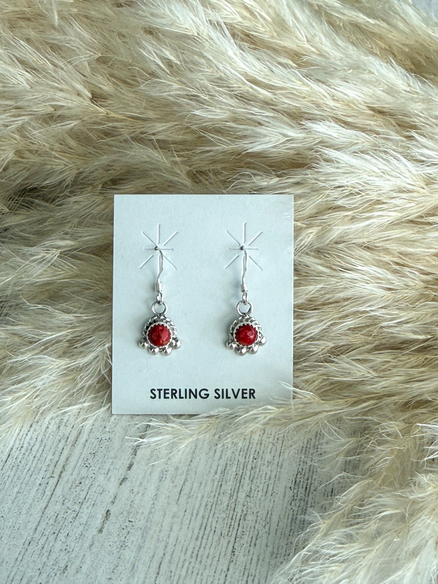 Native American Red Spiny Dangle Earrings