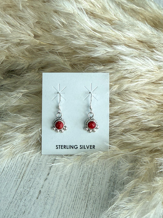 Native American Red Spiny Dangle Earrings