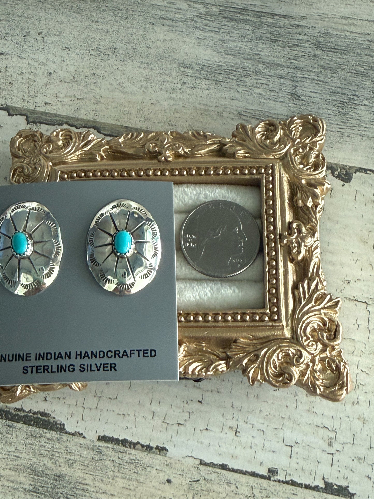 Native American Turquoise Concho Earrings