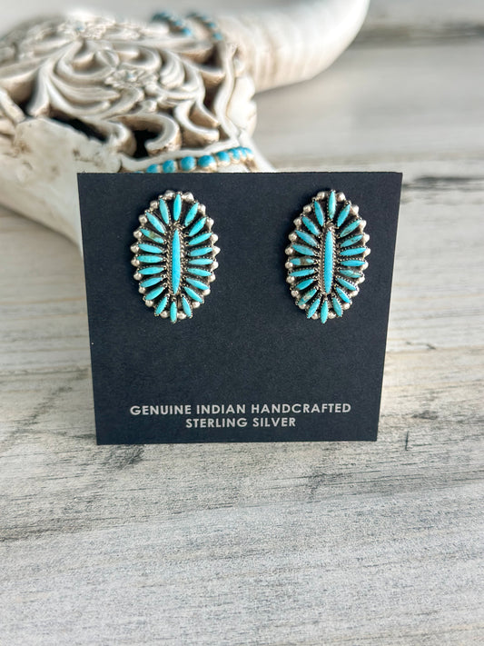 Native Made Turquoise Cluster Earrings