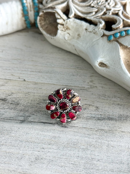 Native Made Dyed Rose Dahlia Ring 10