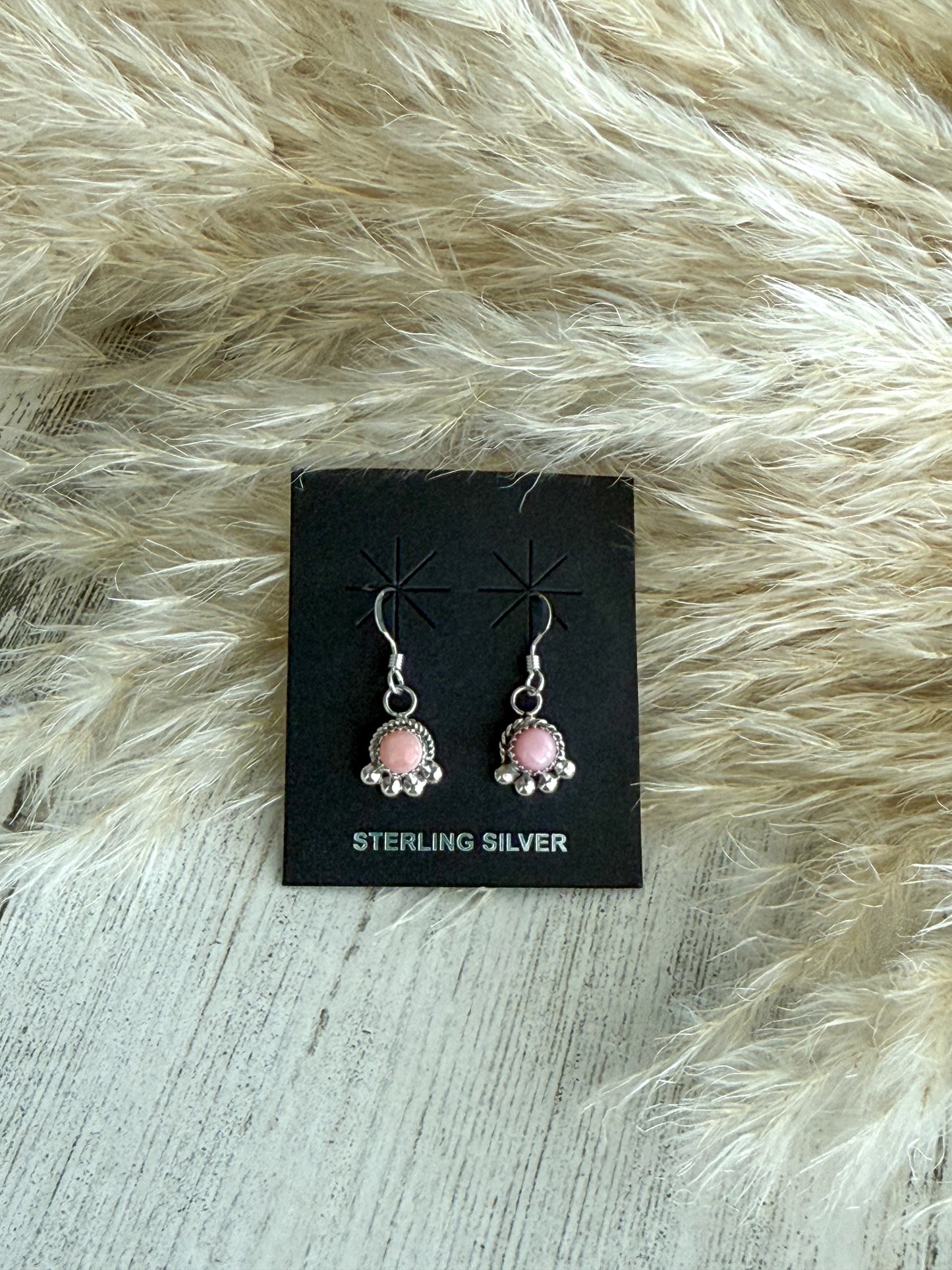 Native American Pink Conch Dangle Earrings