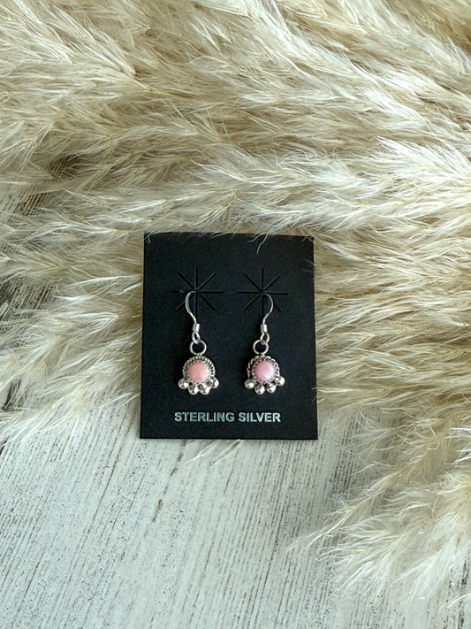 Native American Pink Conch Dangle Earrings