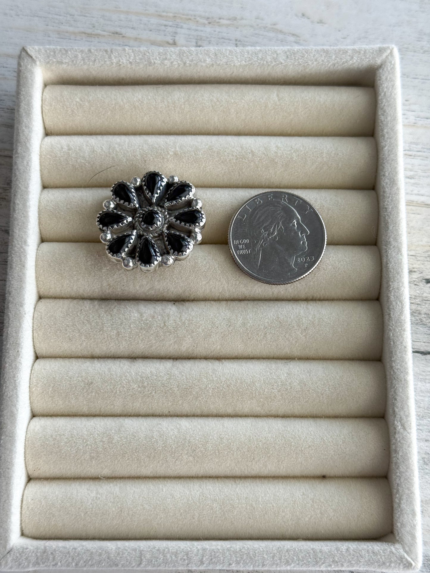 Native American Black Onyx Adjustable Ring