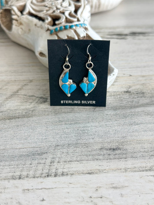 Native Made Turquoise Heart Earrings