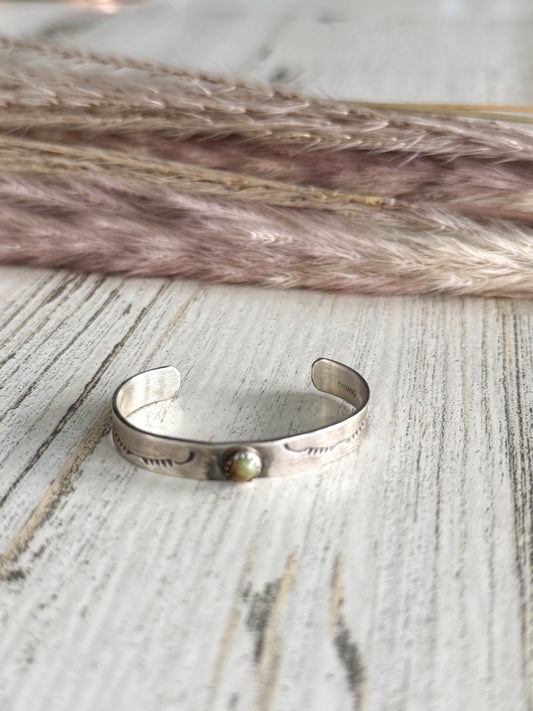 Native American Sterling Turquoise Baby Cuff 4.25"