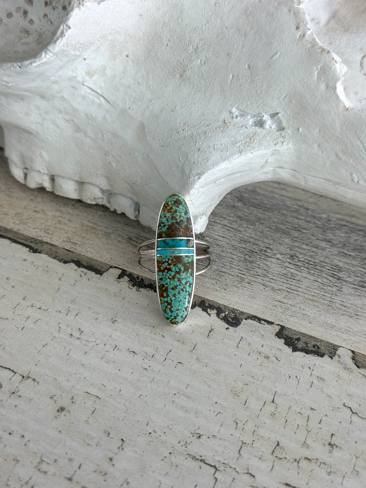 Native American #8 Turquoise Inlay Ring 8.25