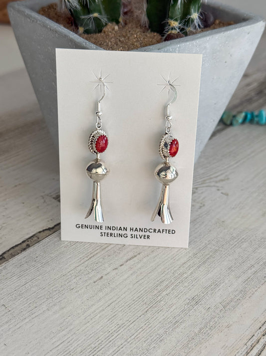 Native American Red Spiny Blossom Earrings