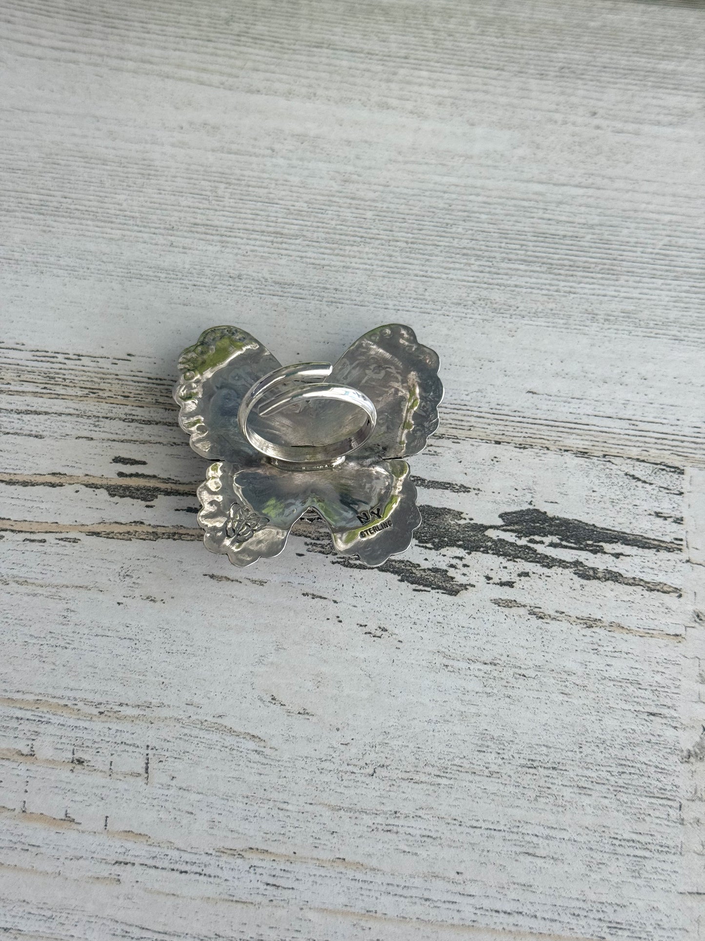 Native American Pink Conch Butterfly Adjustable Ring