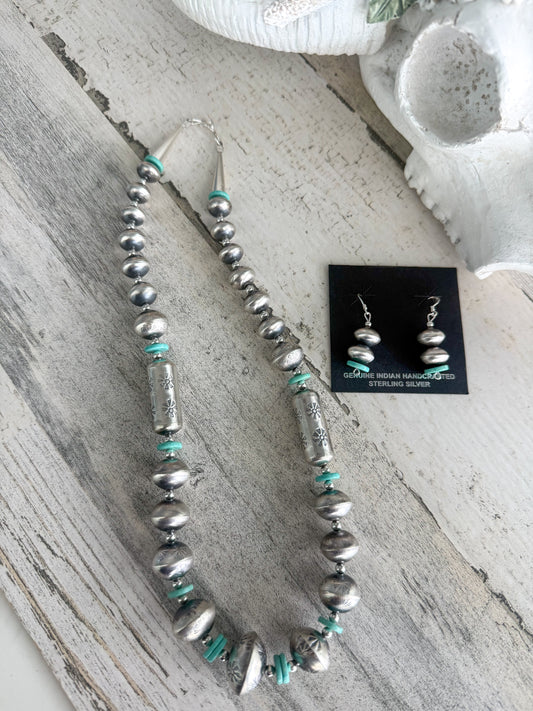 Native American Navajo Pearls 20" & Turquoise Set