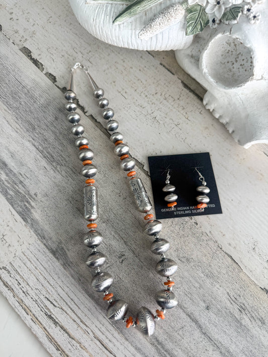 Native American Navajo Pearls 20” & Orange Spiny Set