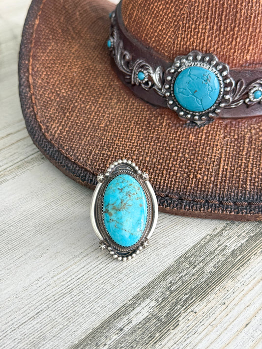 Native American Sonoran Rose Turquoise Ring 9.5
