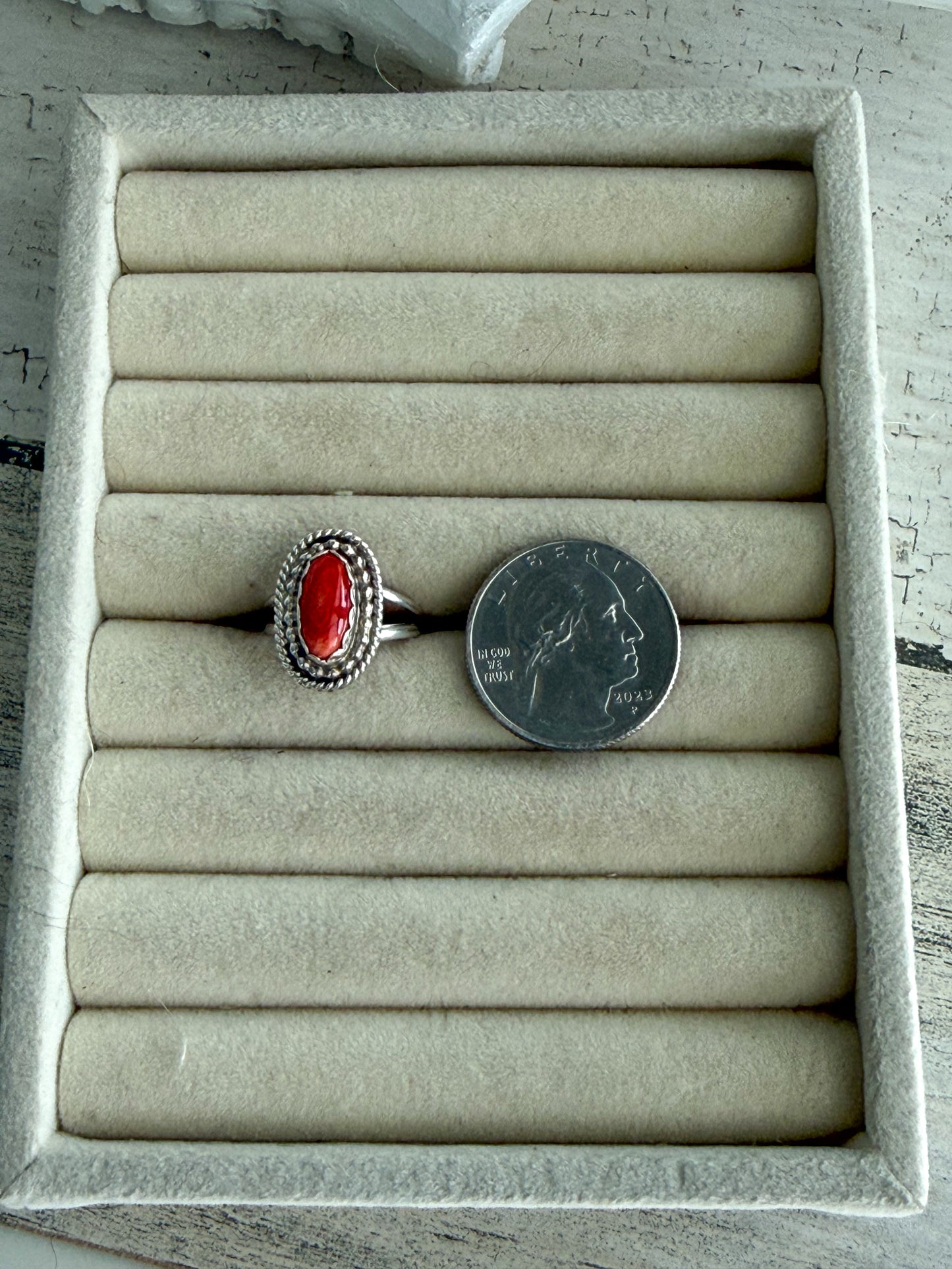 Native American Red Spiny Ring 6.5