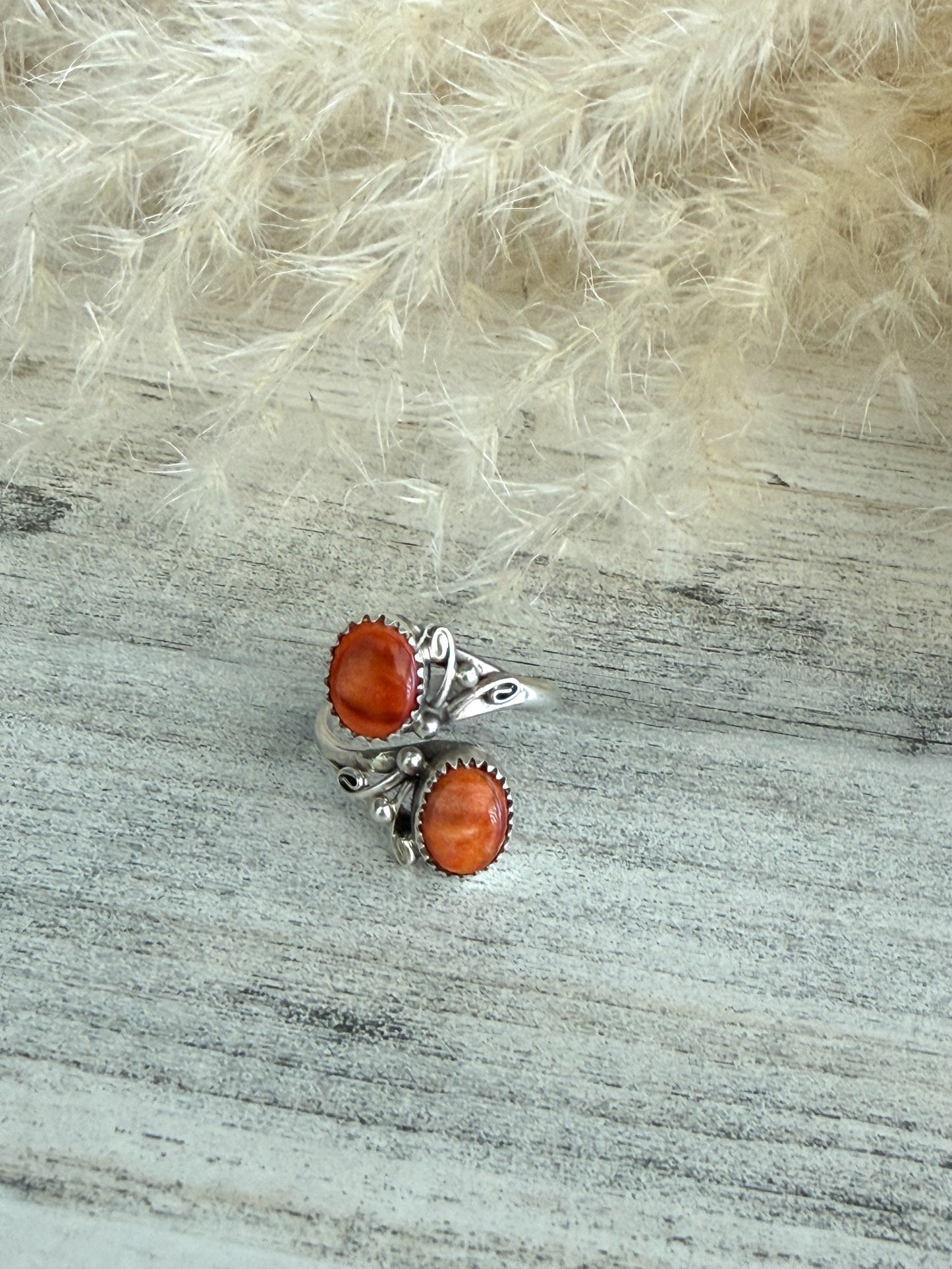 Native American Orange Spiny Ring 8.5